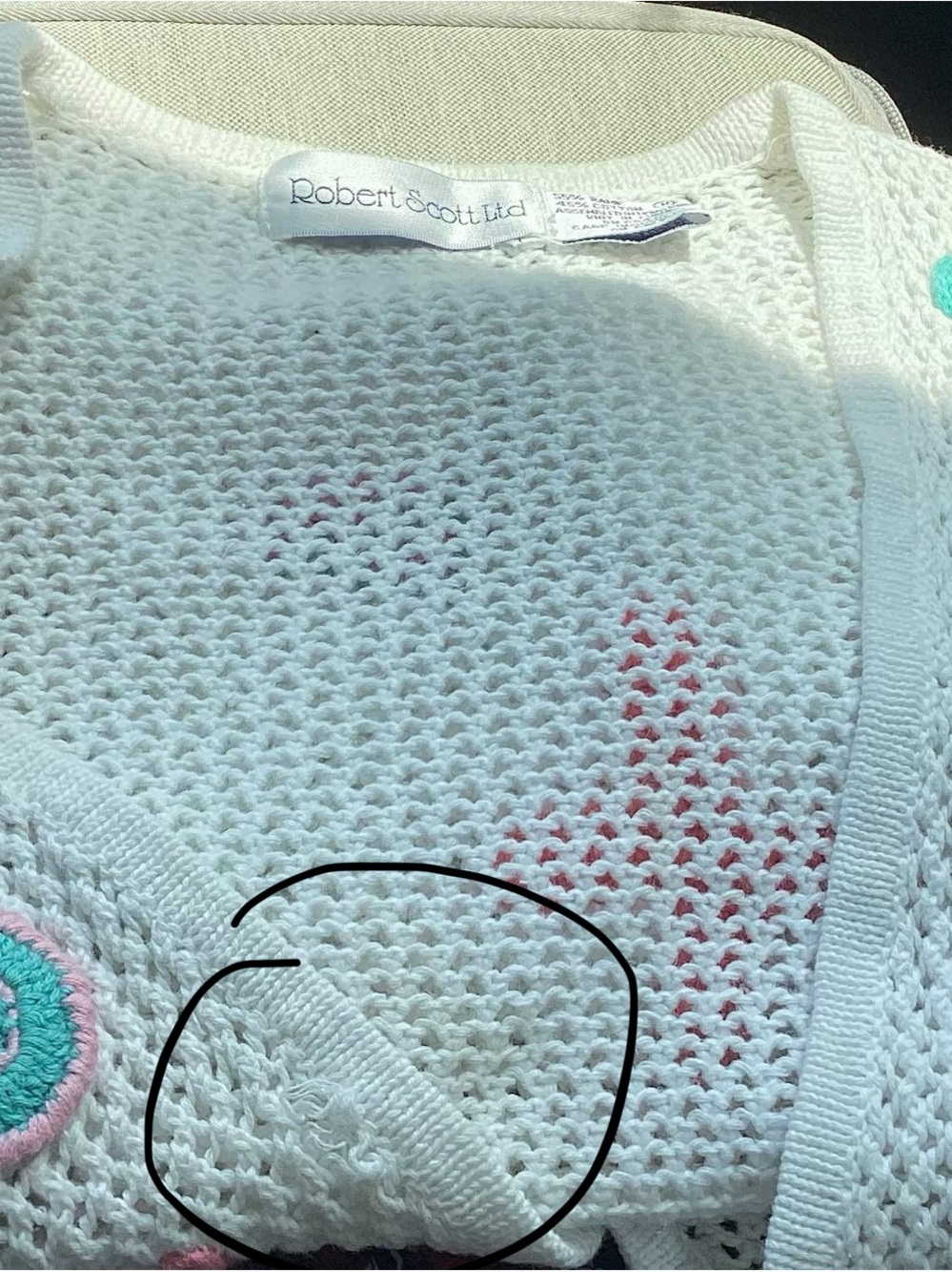 Robert Scott Cream Crochet Shell&Starfish Grandmacore Vest some imperfections - Picture 7 of 7